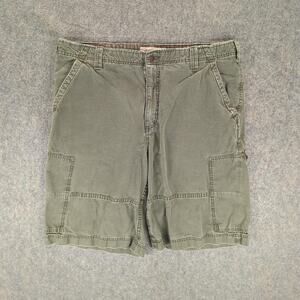 Cargo Supply Shorts Mens 36 Green Ripstop Utility Cargo Zipper Pockets Outdoor